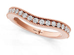 Rose gold Round Brilliant Milgrain Bezel Set Diamond Wave Band_1