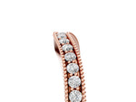 Rose gold Round Brilliant Milgrain Bezel Set Diamond Wave Band_5