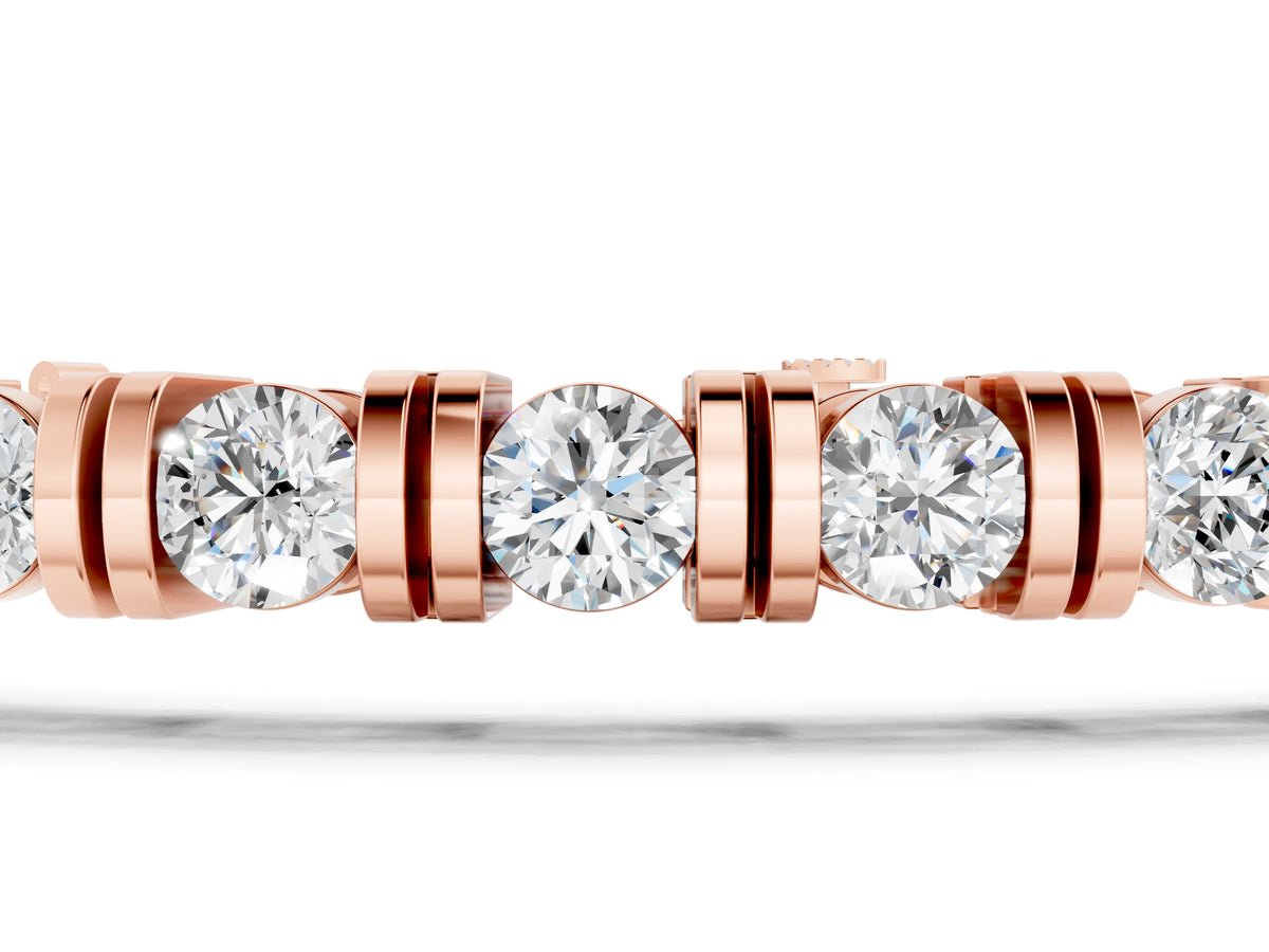 Rose gold Round Brilliant Tennis Bracelet with Channel Set Stones and Box Clasp_1