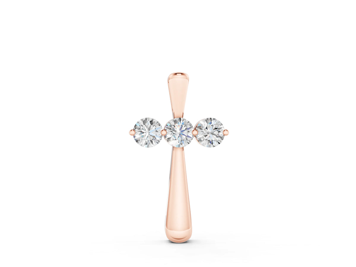 Rose gold Round Brilliant Three-Stone Prong Set Pendant