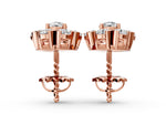 Rose gold Round Cluster Diamond Stud Earrings with Prong Setting