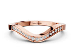 Rose gold Round Cut Channel Set Wave Band with Pavé Setting