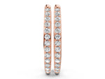 Rose gold Round Cut Diamond Channel Set Hoop Earrings with Prong Setting
