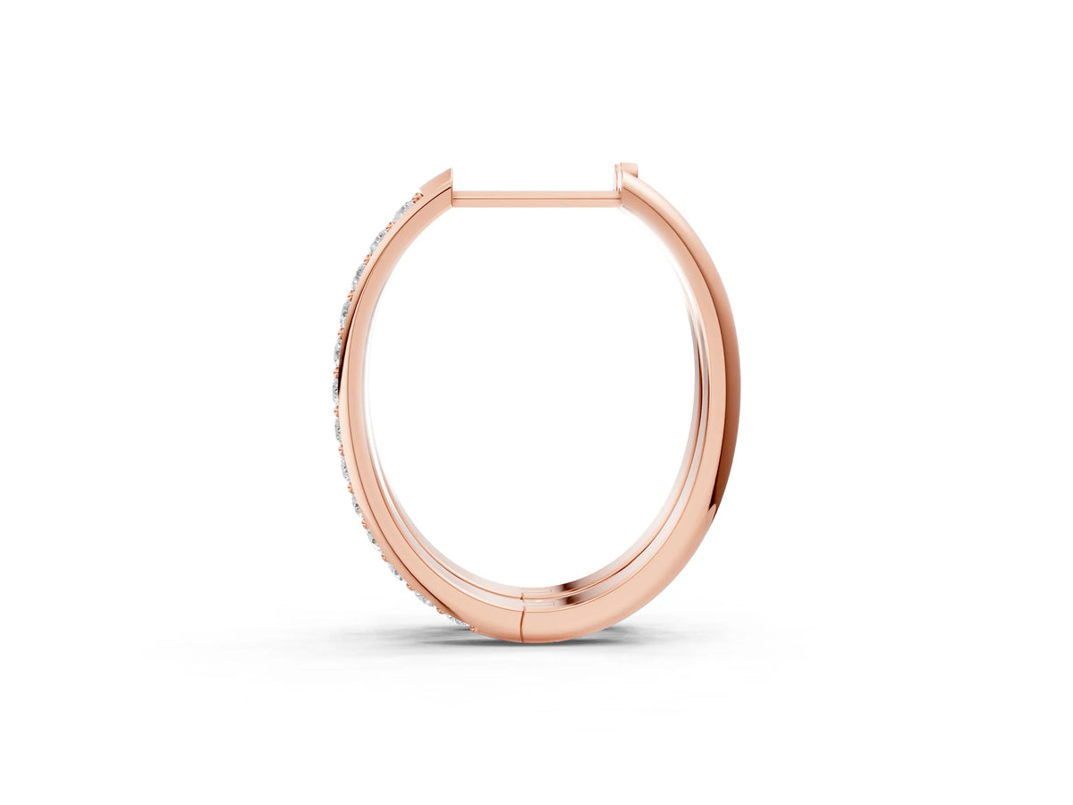Rose gold Round Cut Diamond Channel Set Hoop Earrings with Prong Setting_1