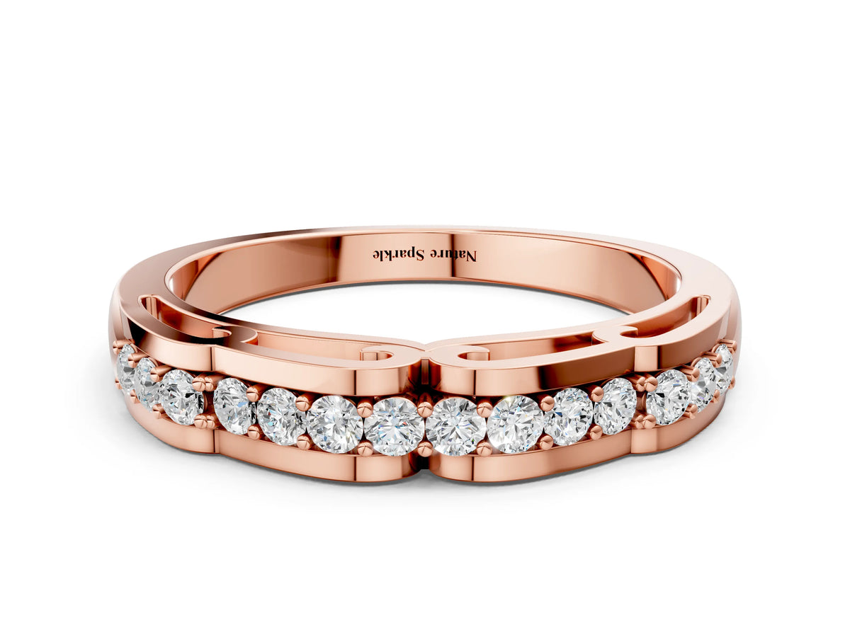 Rose gold Round Cut Diamond Channel Set White Gold Band