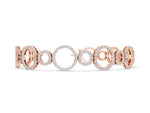 Rose gold Round Cut Diamond Halo Circle Link Bracelet with Pave Setting