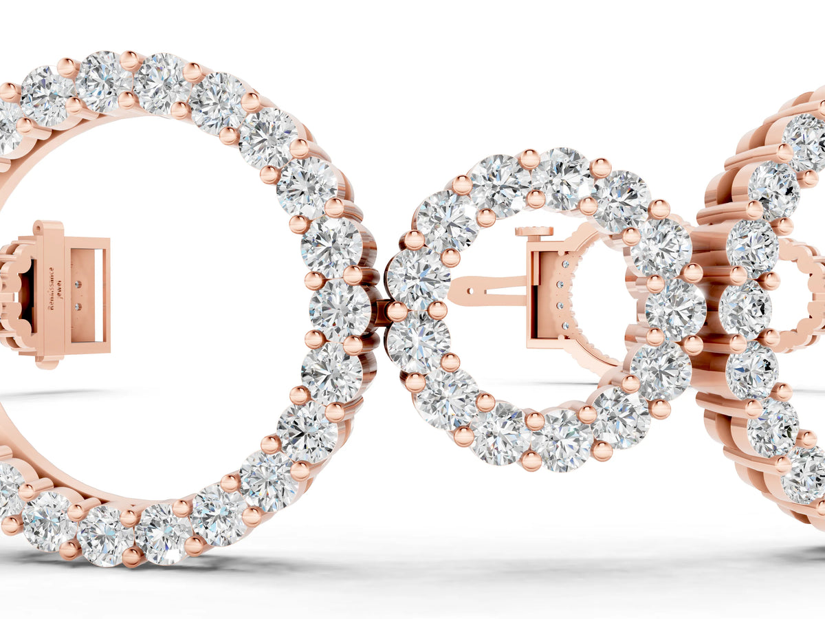 Rose gold Round Cut Diamond Halo Circle Link Bracelet with Pave Setting_1