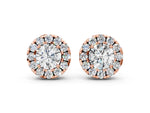 Rose gold Round Cut Diamond Halo Stud Earrings