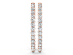 Rose gold Round Cut Diamond Hoop Earrings with Channel Setting and Four-Prong Setting