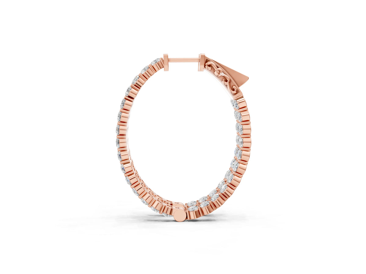 Rose gold Round Cut Diamond Hoop Earrings with Channel Setting and Four-Prong Setting_1