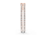 Rose gold Round Cut Diamond Hoop Earrings with Pavé Setting and Prong Set Stones