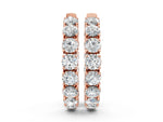 Rose gold Round Cut Diamond Inside-Out Hoop Earrings with Shared Prong Setting