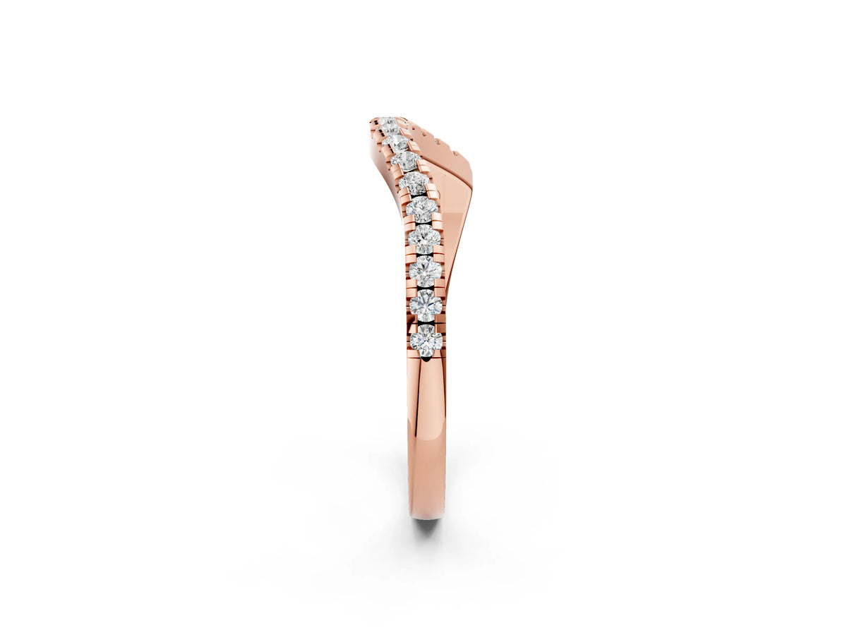 Rose gold Round Cut Diamond Pavé Curved Band with Shared Prong Setting_2