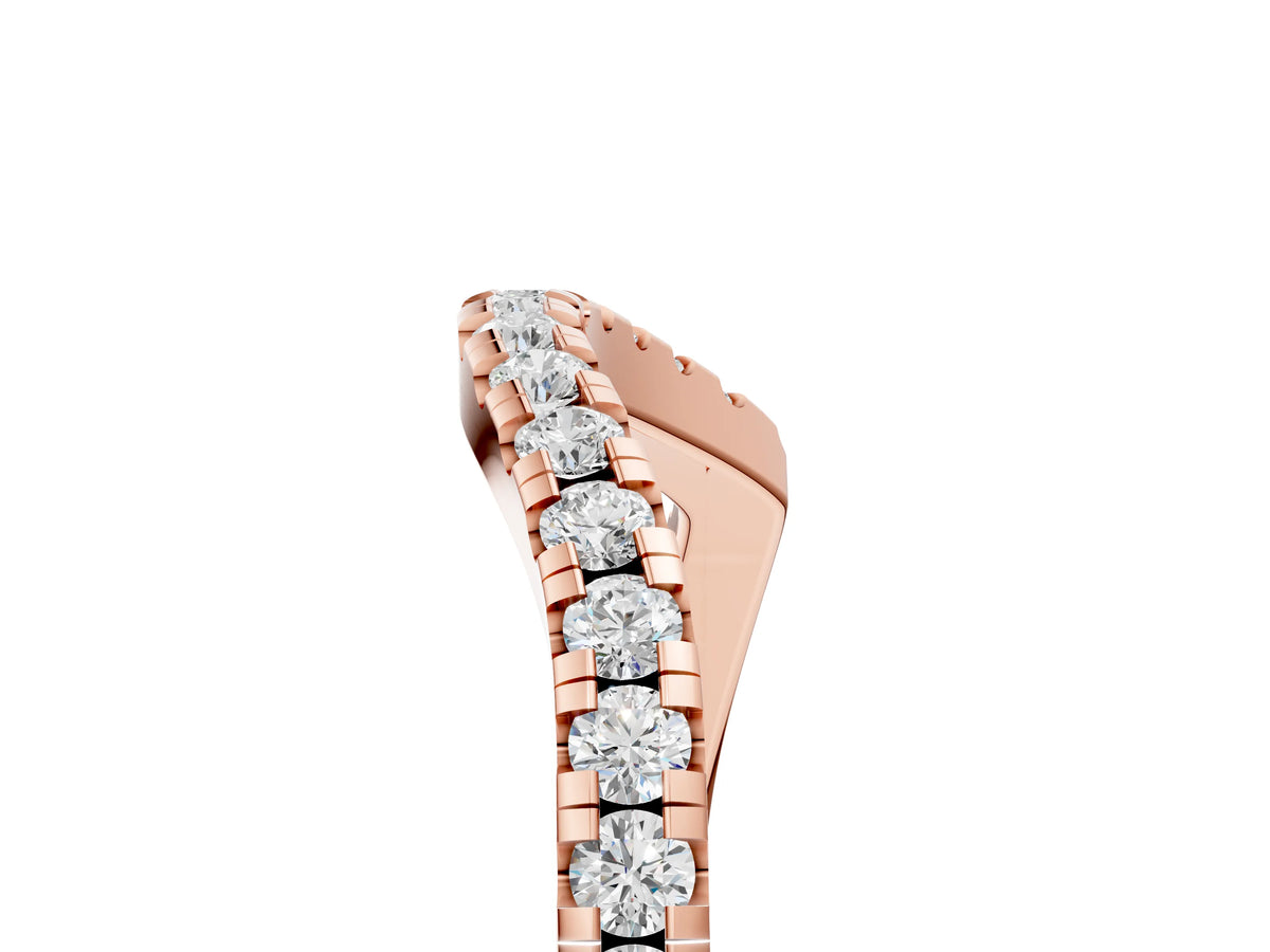 Rose gold Round Cut Diamond Pavé Curved Band with Shared Prong Setting_5