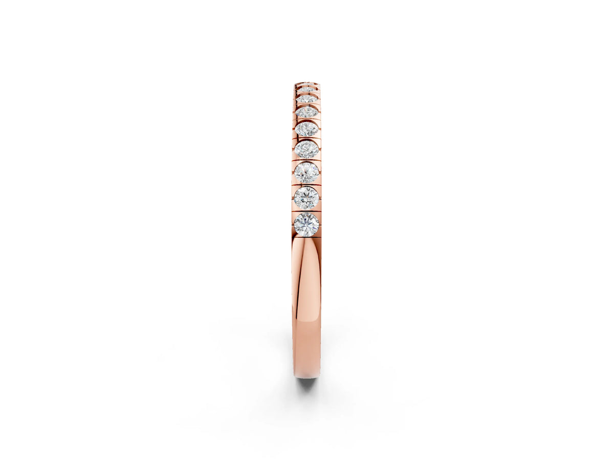 Rose gold Round Cut Diamond Pavé Set Eternity Band_2