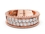 Rose gold Round Cut Diamond Pave Eternity Band with Bead Prong Setting