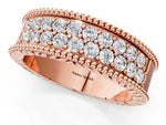 Rose gold Round Cut Diamond Pave Eternity Band with Bead Prong Setting_1