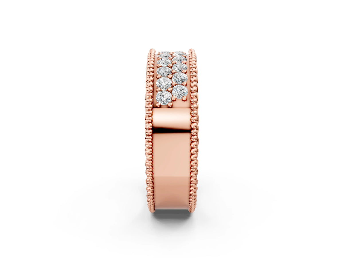 Rose gold Round Cut Diamond Pave Eternity Band with Bead Prong Setting_2