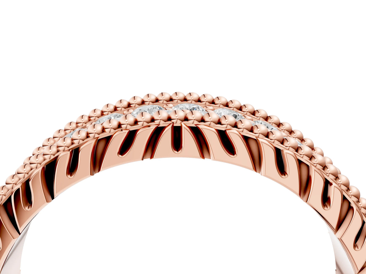 Rose gold Round Cut Diamond Pave Eternity Band with Bead Prong Setting_4