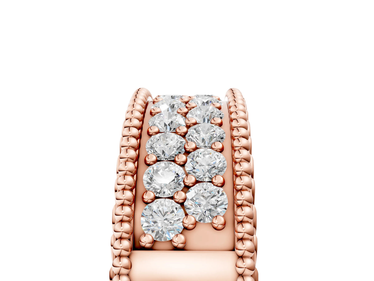 Rose gold Round Cut Diamond Pave Eternity Band with Bead Prong Setting_5