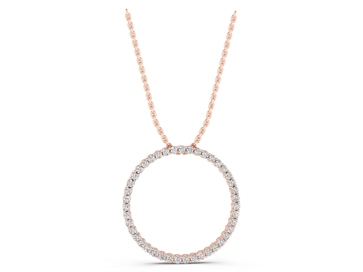 Rose gold Round Cut Diamond Prong Set Eternity Pendant_1