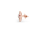 Rose gold Round Cut Diamond Snowflake Cluster Stud Earrings_1