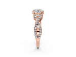 Rose gold Round Cut Diamond Solitaire Ring with Four-Prong Setting and Twisted Pavé Band_2