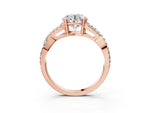 Rose gold Round Cut Diamond Solitaire Ring with Four-Prong Setting and Twisted Pavé Band_3