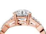 Rose gold Round Cut Diamond Solitaire Ring with Four-Prong Setting and Twisted Pavé Band_4