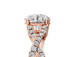 Rose gold Round Cut Diamond Solitaire Ring with Four-Prong Setting and Twisted Pavé Band_5