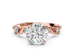 Rose gold Round Cut Diamond Solitaire Twisted Band with Round Accents and Prong Setting