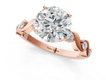 Rose gold Round Cut Diamond Solitaire Twisted Band with Round Accents and Prong Setting_1