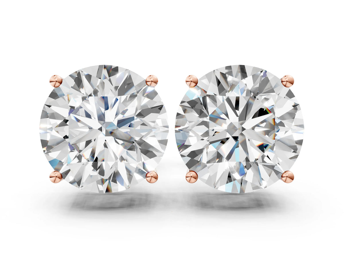 Rose gold Round Cut Diamond Stud Earrings