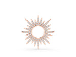 Rose gold Round Cut Diamond Sunburst Pendant with Pavé Setting