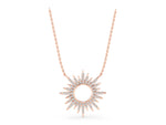 Rose gold Round Cut Diamond Sunburst Pendant with Pavé Setting_1