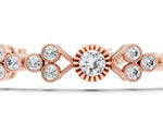 Rose gold Round Cut Diamond Tennis Bracelet with Bezel Setting and Milgrain Band_1