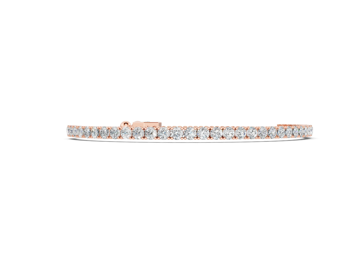 Rose gold Round Cut Diamond Tennis Bracelet with Box Chain and Four-Prong Setting
