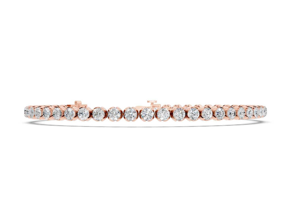 Rose gold Round Cut Diamond Tennis Bracelet with Claw Prong Setting