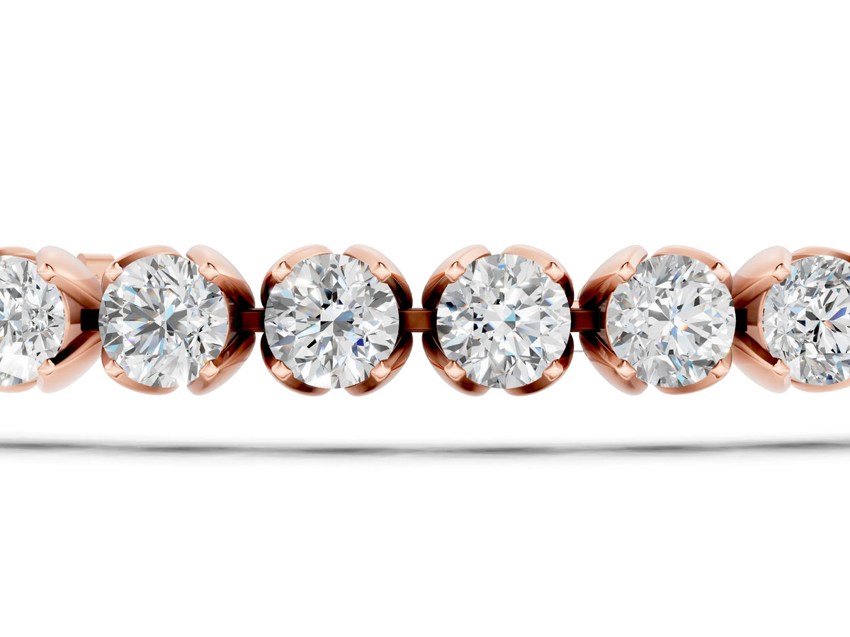 Rose gold Round Cut Diamond Tennis Bracelet with Claw Prong Setting_1