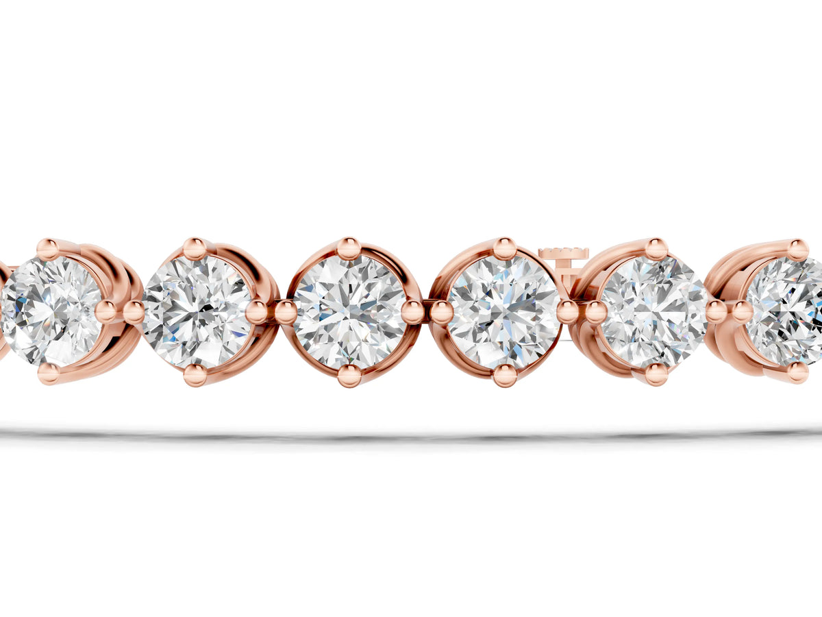 Rose gold Round Cut Diamond Tennis Bracelet with Prong Setting and Twisted Band_1