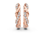 Rose gold Round Cut Diamond Twisted Pavé Hoop Earrings