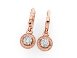 Rose gold Round Cut Milgrain Bezel Set Leverback Earrings_1