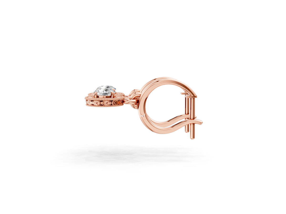 Rose gold Round Cut Milgrain Bezel Set Leverback Earrings_2