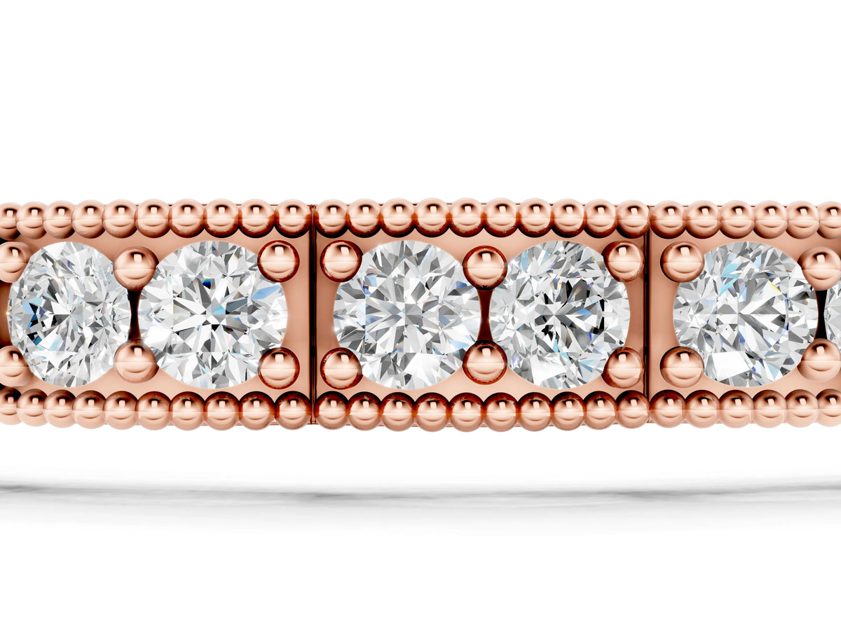 Rose gold Round Cut Milgrain Tennis Bracelet with Box Setting_1