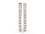 Rose gold Round Cut Pavé Diamond Hoop Earrings with Four-Prong Setting
