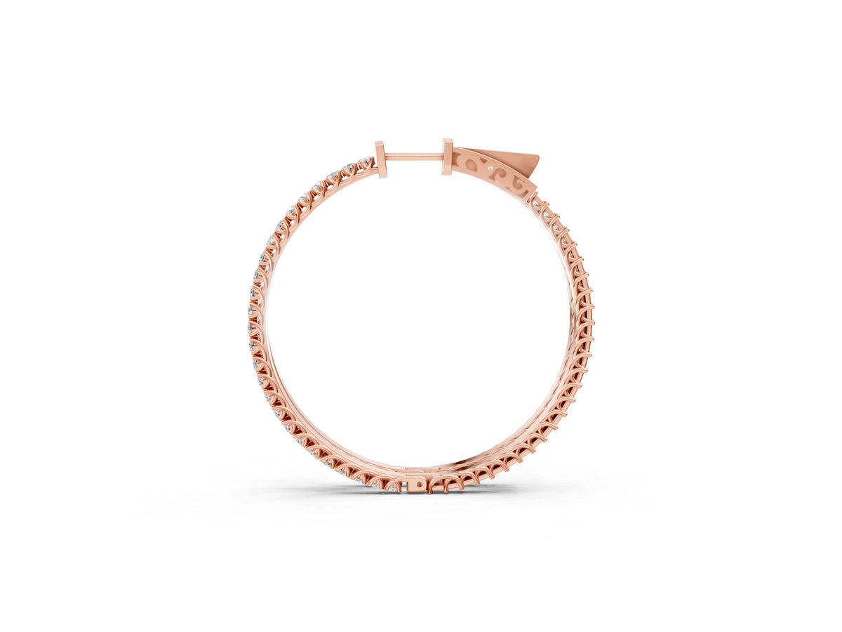 Rose gold Round Cut Pave Diamond Hoop Earrings with Prong Setting_1