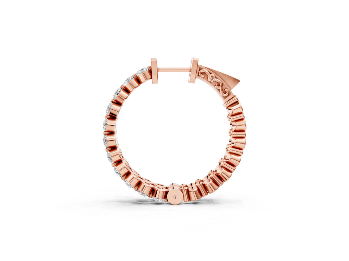 Rose gold Round Cut Prong Set Diamond Hoop Earrings_1