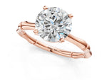 Rose gold Round Cut Solitaire Diamond Ring with Bamboo Band and Four-Prong Setting_1