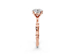 Rose gold Round Cut Solitaire Diamond Ring with Bamboo Band and Four-Prong Setting_2