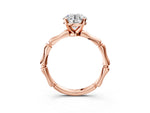 Rose gold Round Cut Solitaire Diamond Ring with Bamboo Band and Four-Prong Setting_3